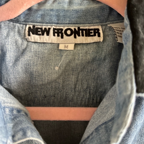 New Frontier Light Blue Denim Shirt with Black Suede Detailing - Picture 4 of 5